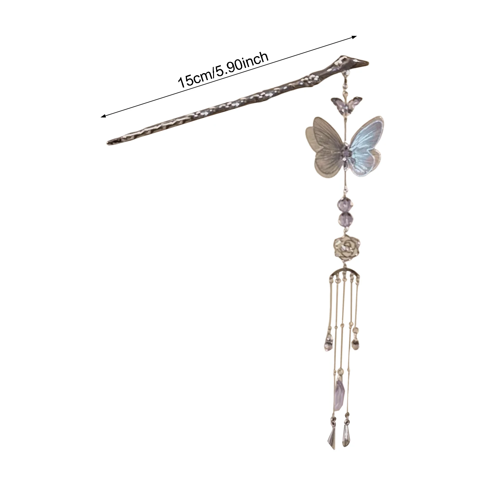 فراشة تصميم الشعر العصي Hanfu مطابقة دبوس الشعر مع شرابة الصينية شيونغسام ديكور كعكة الشعر مجوهرات الرجعية التيجان غطاء الرأس