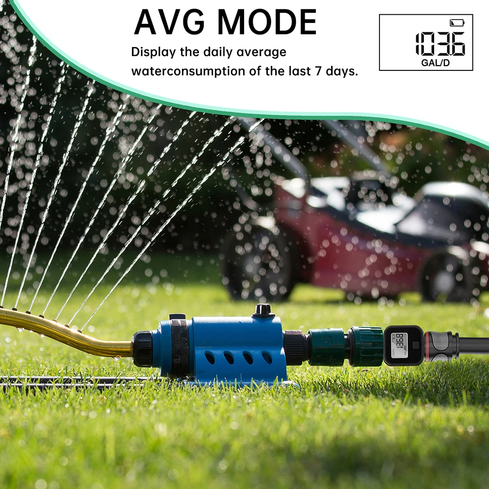 Electronic Water Flow Meter Digital Display Waterproof Water Consumption and Flow Rate Meter for Gardening Watering Irrigation