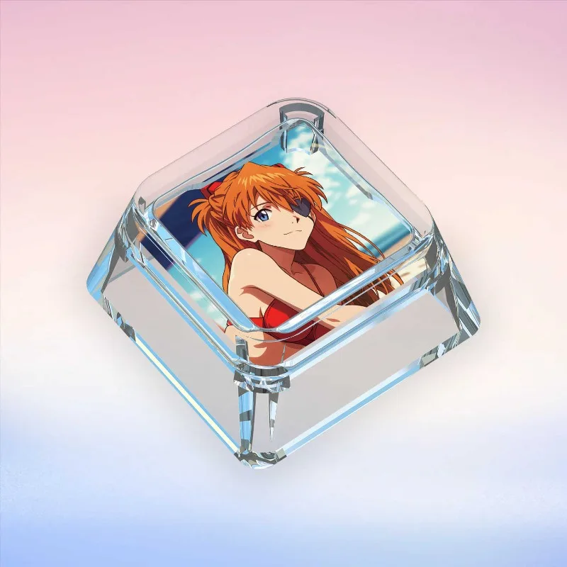 أنيمي Kawaii Asuka Langley Soryu إيفا عبر محور لوحة المفاتيح الميكانيكية Wooting شخصية الكرتون Keycap شفافة Keycap هدية