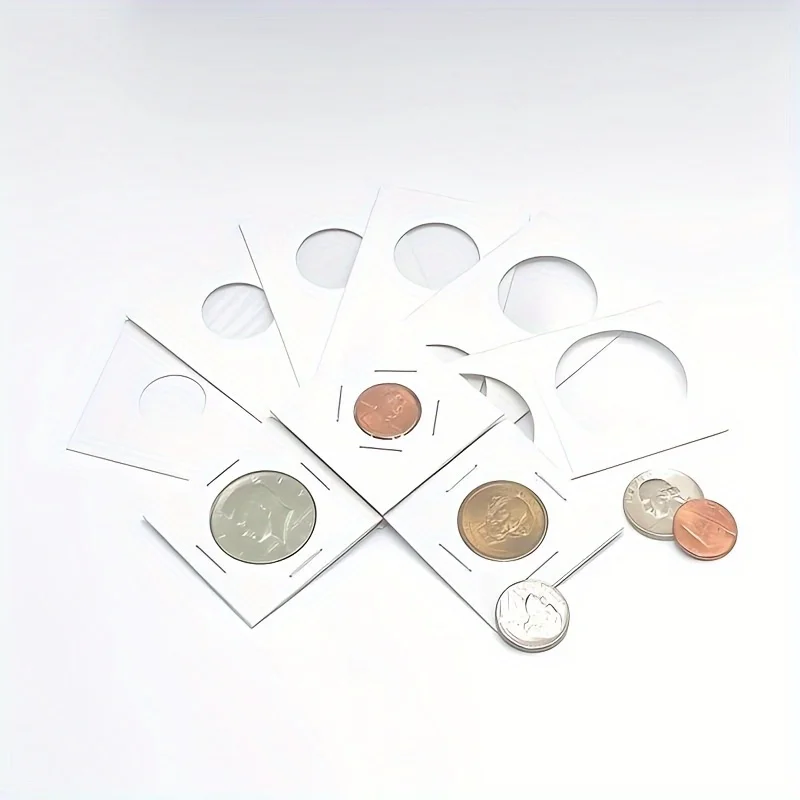 Flash sale 200 Coin Holder Cardboard Sheets for Coin Flipping Collectors, 4 Sizes 2" X 2" Currency Holders, Suitable for Coin Collection Display Books, for Pennies/25 Cent Coins/Tokens/Medals view 3