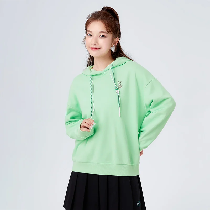 Semir Sweatshirt Women Velvet Presbyopic Rabbit Pullover Retro Winter Trendy Fashion Loose Hooded Sweatshirt