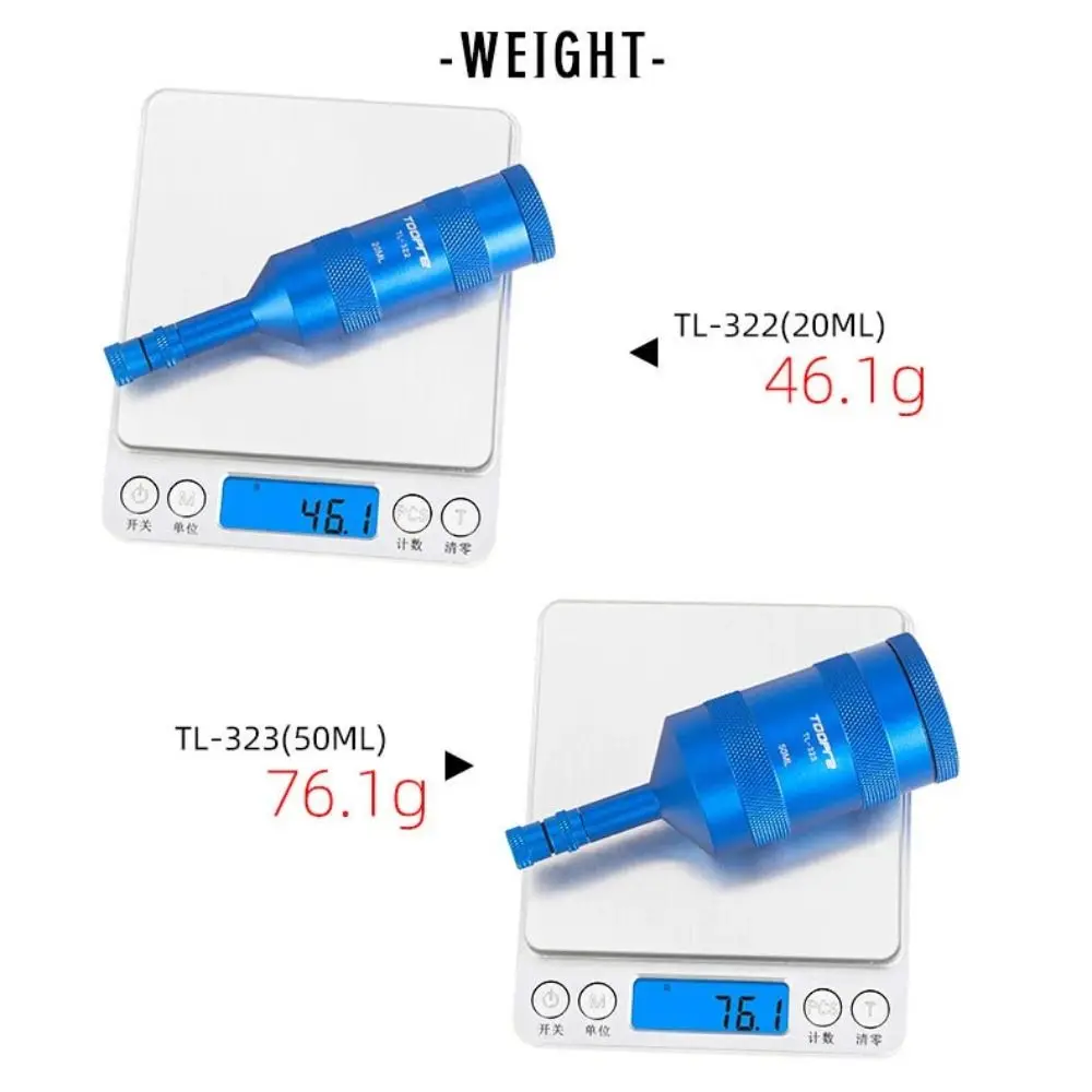 

20 мл/50 мл бутылка с маслом для горного велосипеда, инструмент для пополнения предотвращения утечки велосипедных масел для хранения, алюминиевый сплав, легкий вес