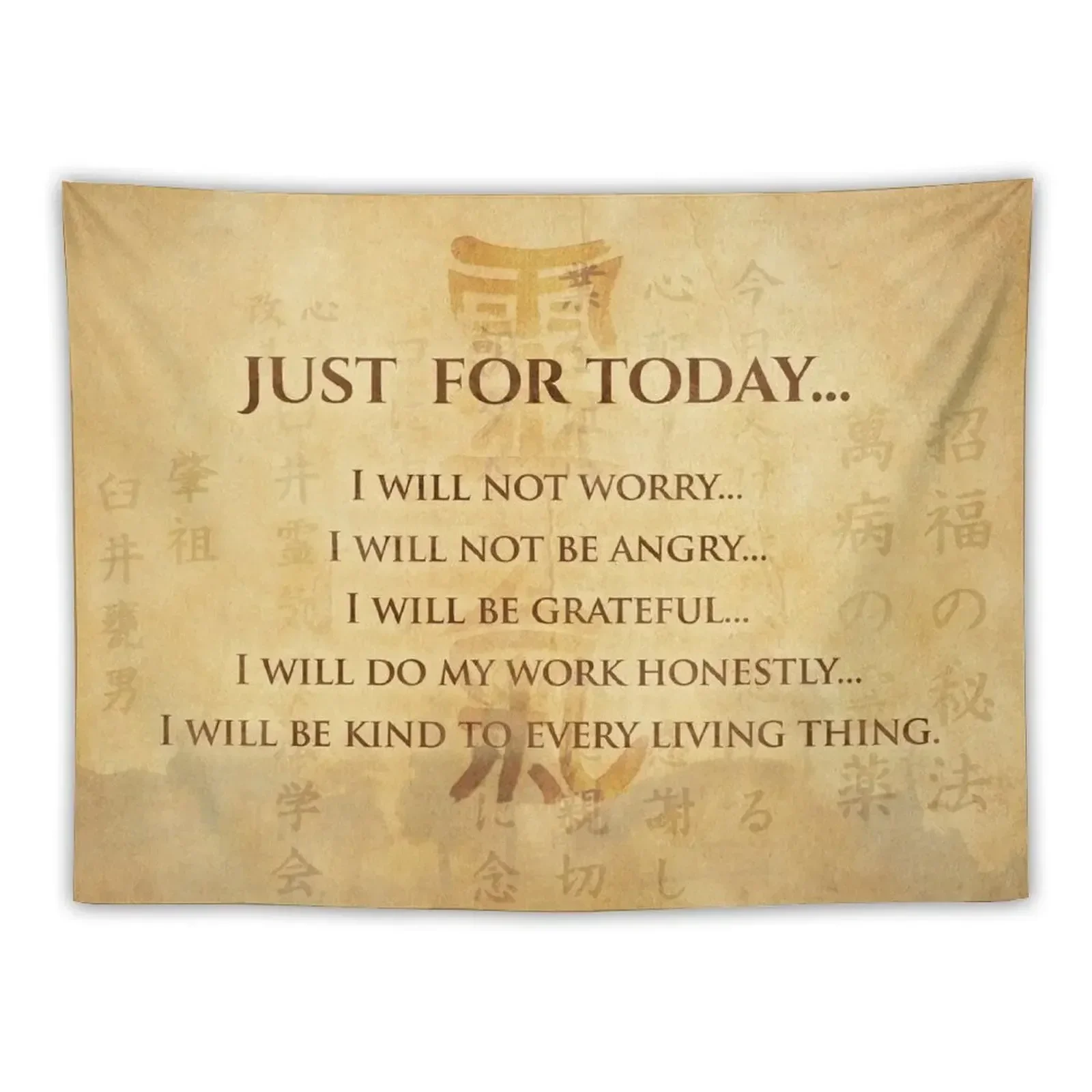 

Reiki Principles - Reiki Precepts Tapestry Room Decor Cute Aesthetics For Room Tapestry