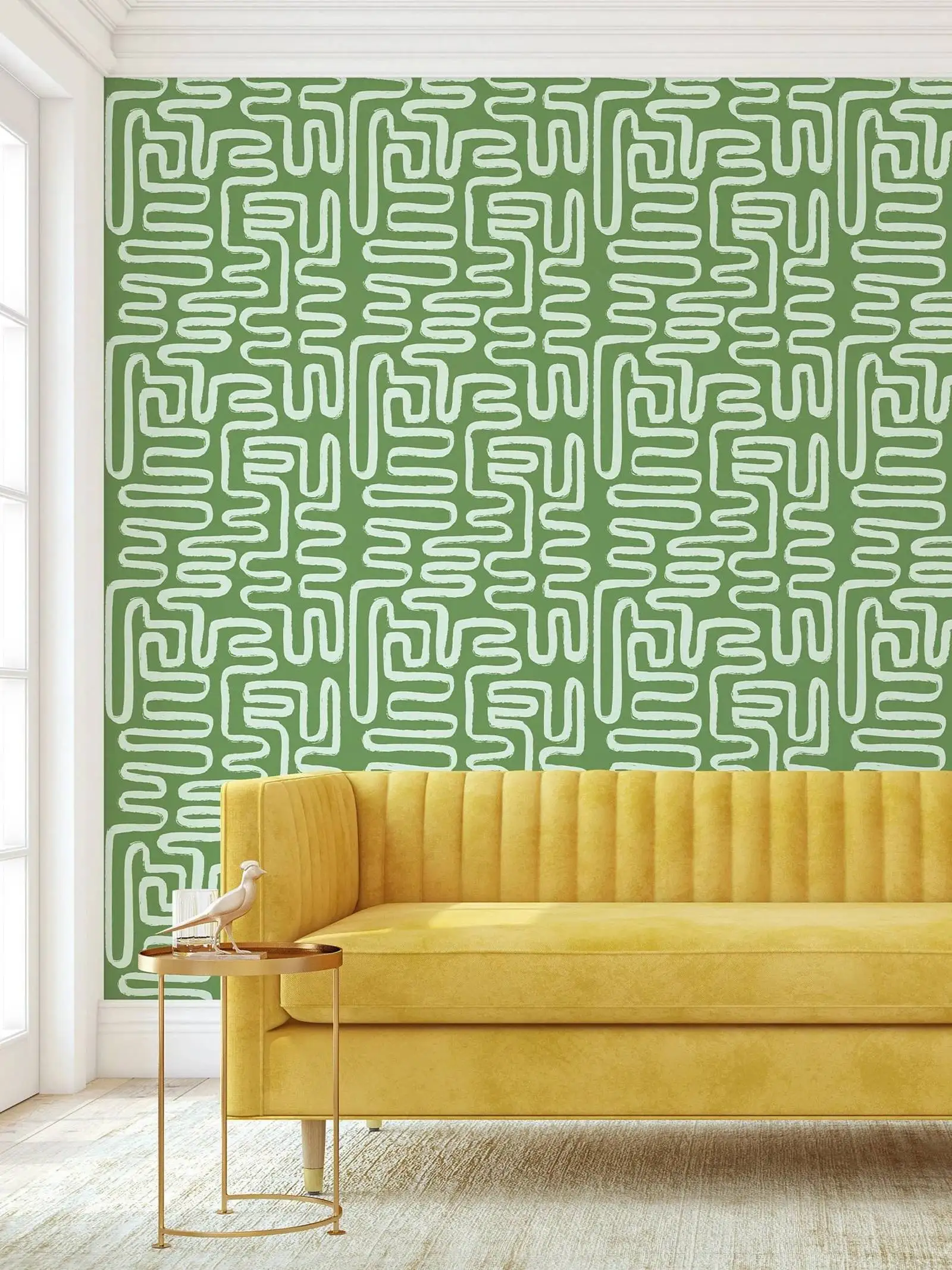 

Зеленые абстрактные обои с кожурой и наклейкой, геометрические обои для акцентного декора стен/в ванной комнаты или традиционной настенной росписи без наклеивания