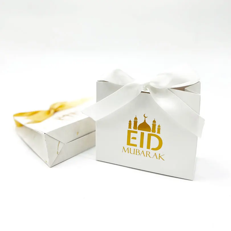 

Eid Mubarak Paper Gift Boxes Muslim Islamic Party Food Cookies Candy Packaging Box Ramadan Kareem Decor