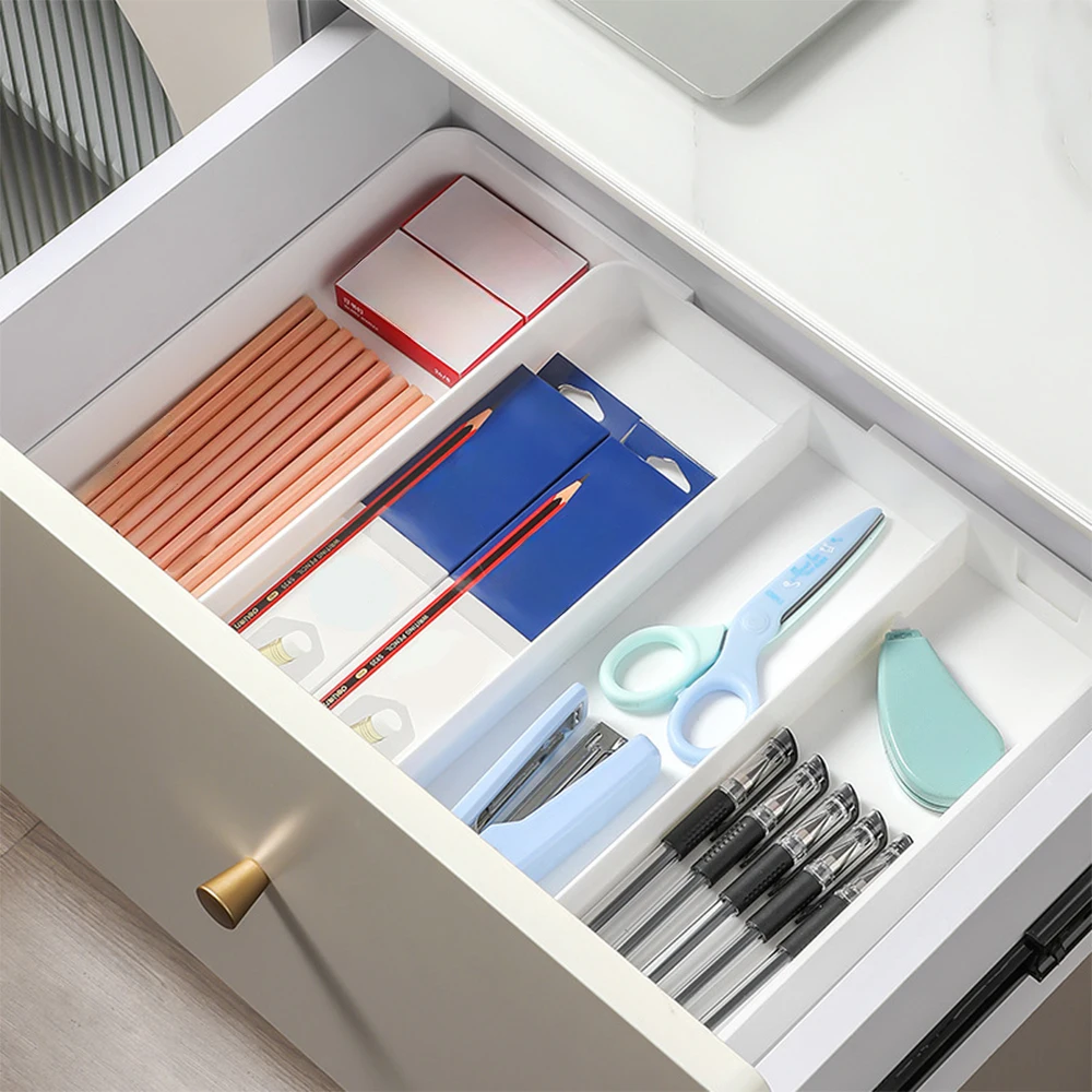 Japanese Drawer Divider Storage Box Retractable Kitchen Cutlery Divider Box Multifunctional Stationery Clutter Organizer Box