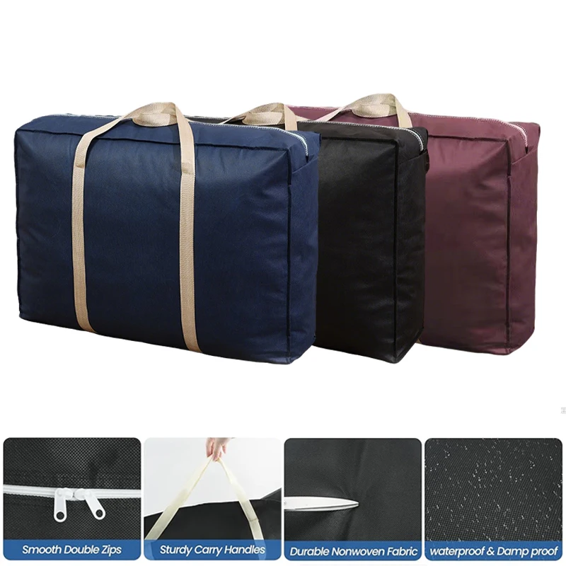 

Large Capacity Waterproof Non-Woven Foldable Storage Bag Dust-Proof for Moving - Travel Buggy Bag for Clothes Blanket Quilt