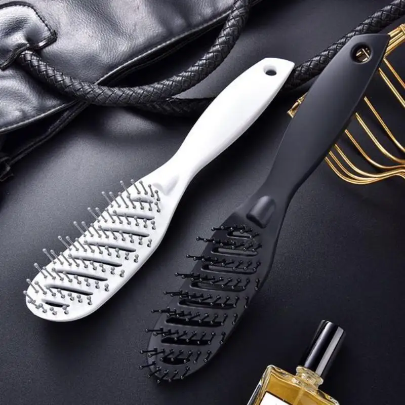 Meniscus Travel Detangling Hair Comb Soft Nylon Bristles Vented Scalp Massage Brush for All Hair Types