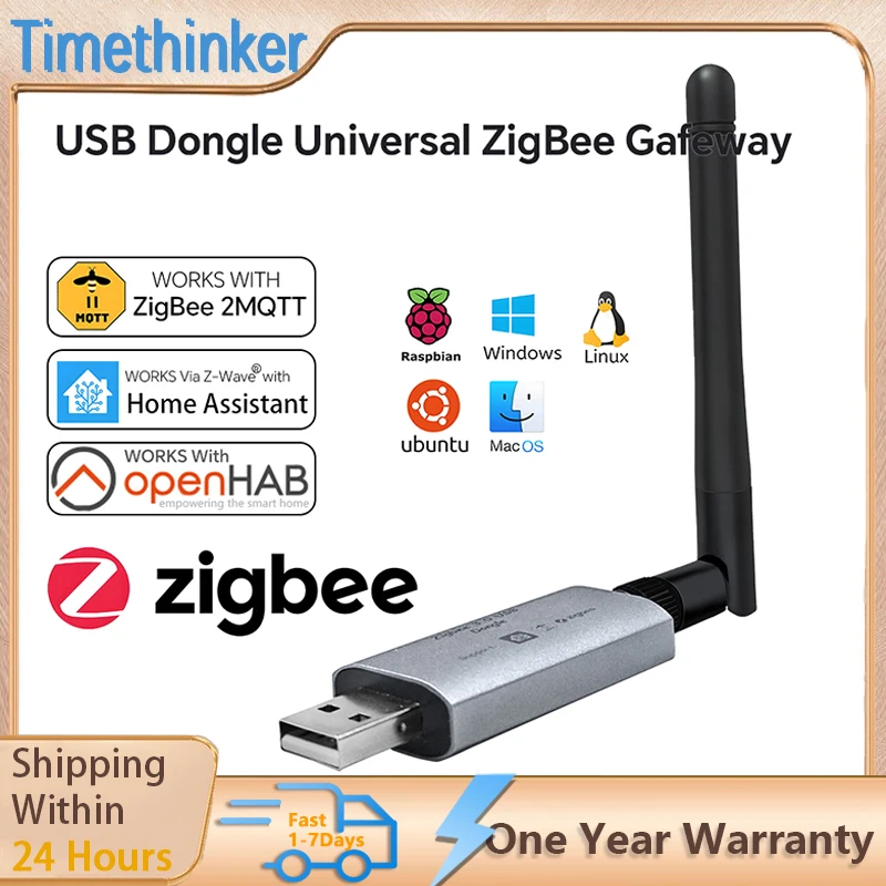 

Timethinker Zigbee3.0 USB Dongle Plus Universal ZigBee Gateway via ZHA or Zigbee2MQTT Support EFR32MG21+CH340X+20dBm