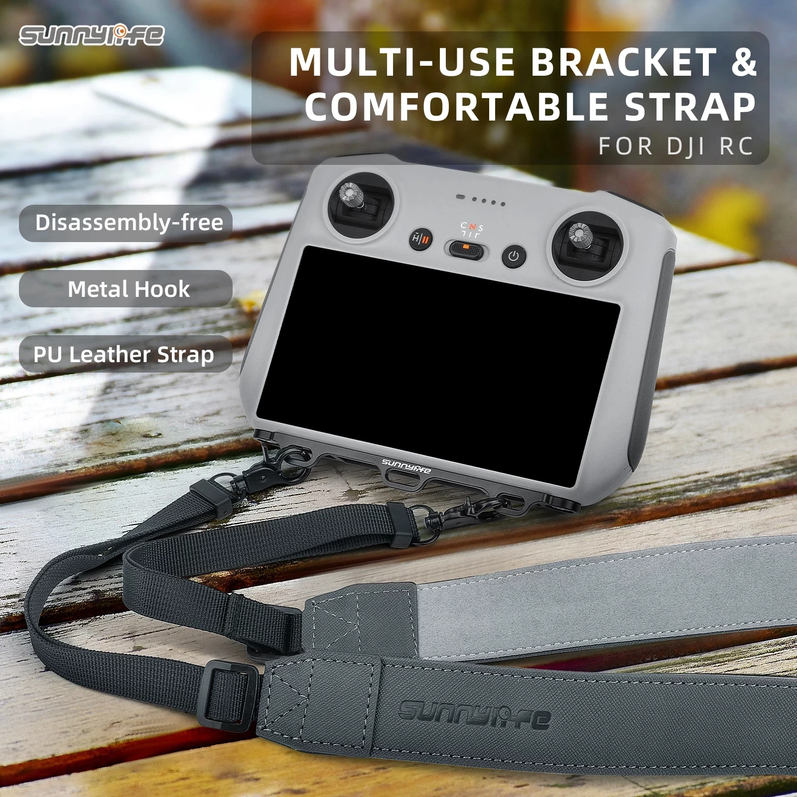 Sunnylife – support de cintre de contrôleur RC avec lanière en cuir PU, ceinture d'épaule, lanière pour DJI Mavic Mini 3 Pro