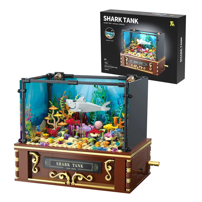 721pcs MOC Idea Aquarium Shark Tank Simulates Ecological Ocean Building Blocks Bricks Assembling Toys for Boys Birthday Gift Set