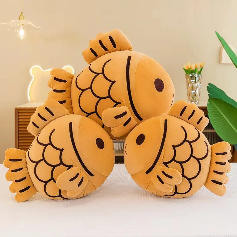 30cm Japan Taiyaki Yellow Snapper Fish Plush Pillow Stuffed Aquatic Animal Cushion Throw Pillow Sofa Chair Decor Gift