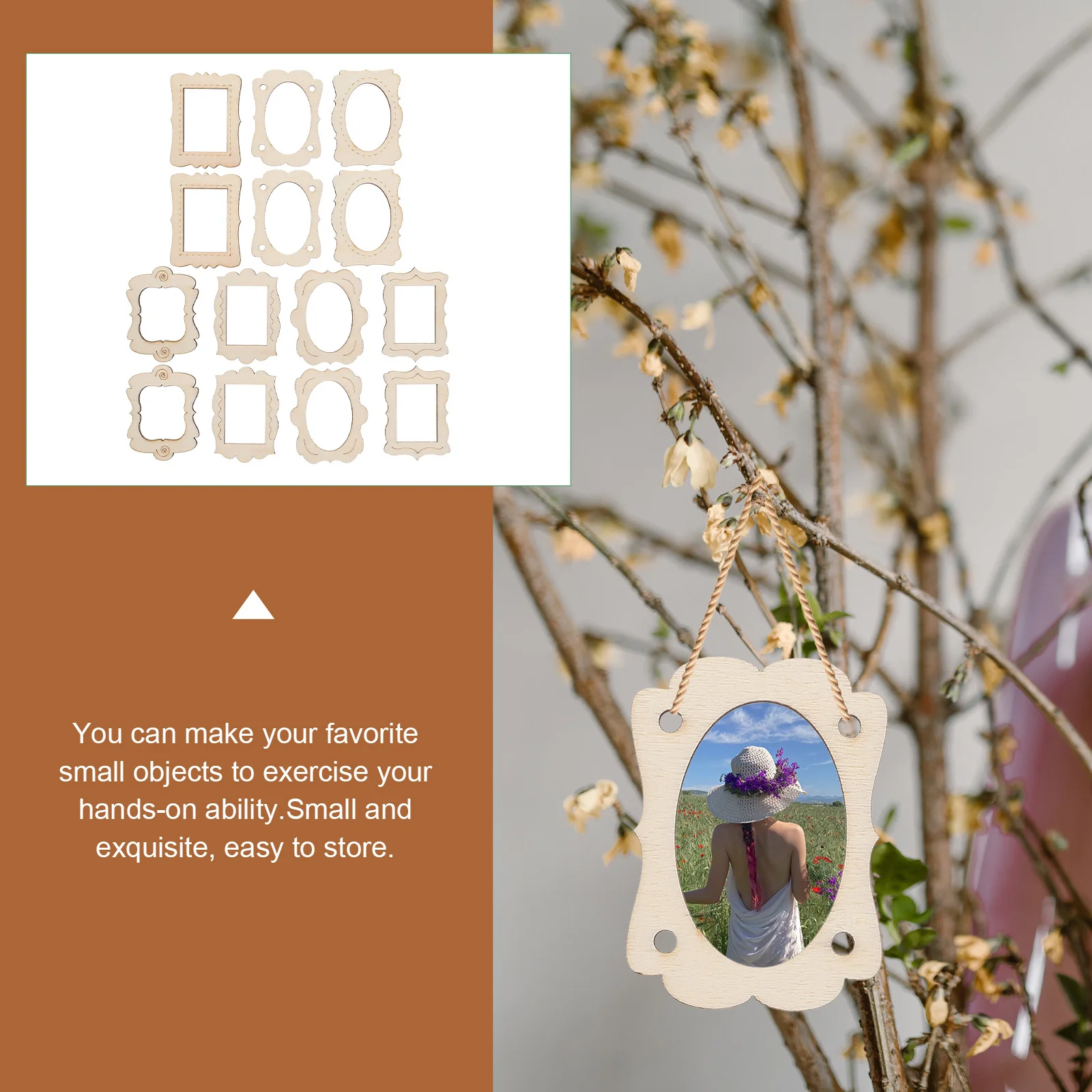 

40Pcs Wooden Hollow Photo Frames DIY Unfinished Decorative Picture Frames for Home Wall Fireplace Xmas Tree DIY Pictures Frame