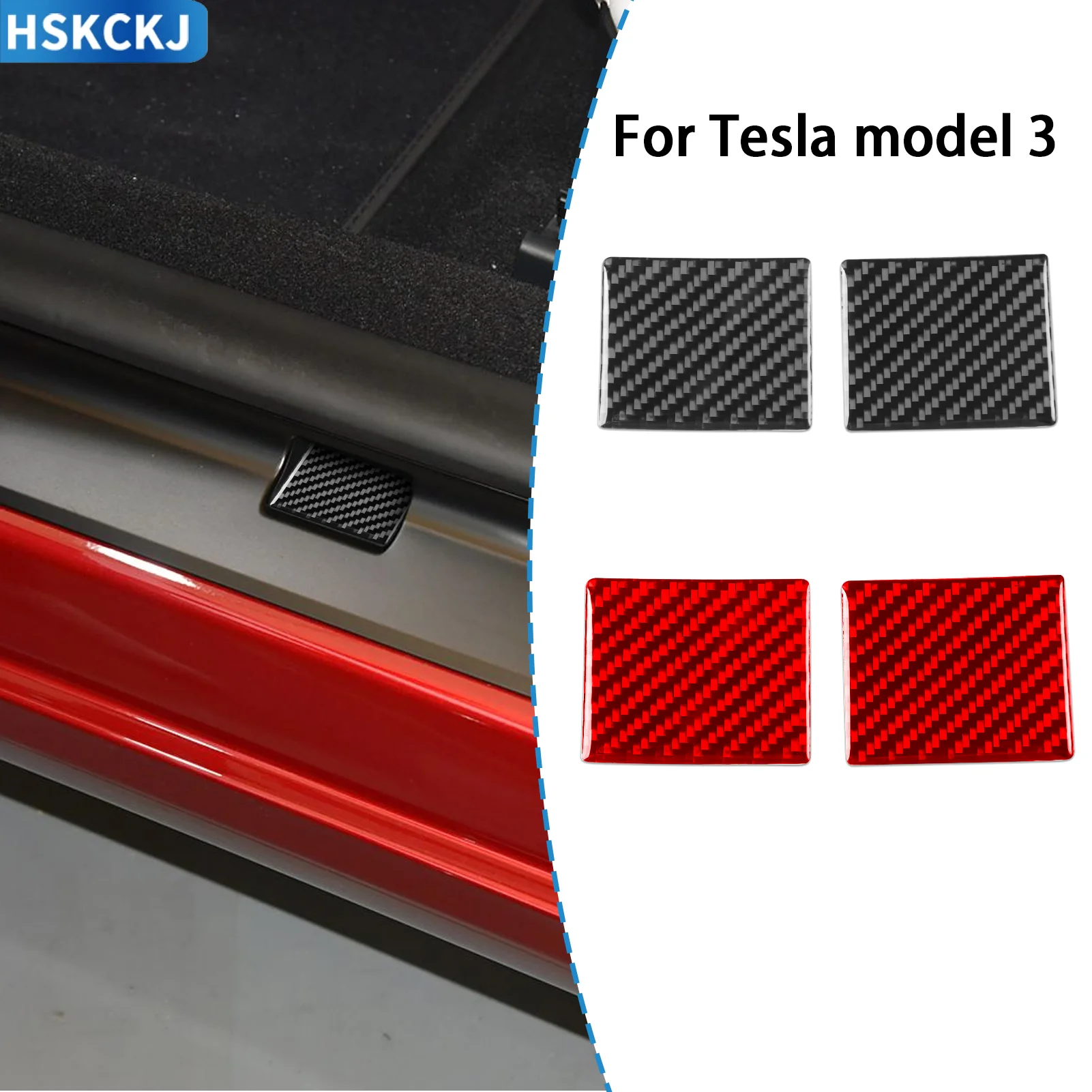 For Tesla Model 3 2023-up Carbon Fiber Car Interior Accessories External Door Sill Strips Groove Pads Panel Decorative Stickers
