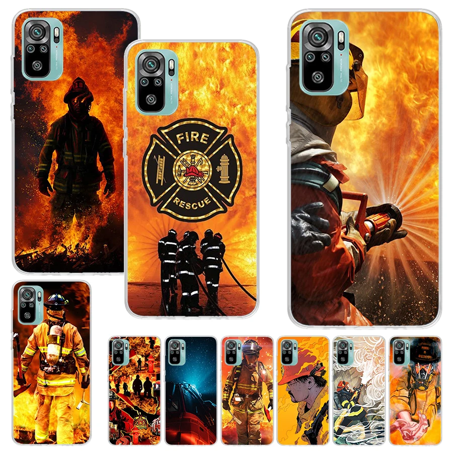 Firemen Hero Flame Phone Case For Xiaomi Redmi Note 13 12S 12 10 10S 11 11S 11E Pro Plus 11T 9 9S 9T 8 8T 7 Soft Silicone Shell 