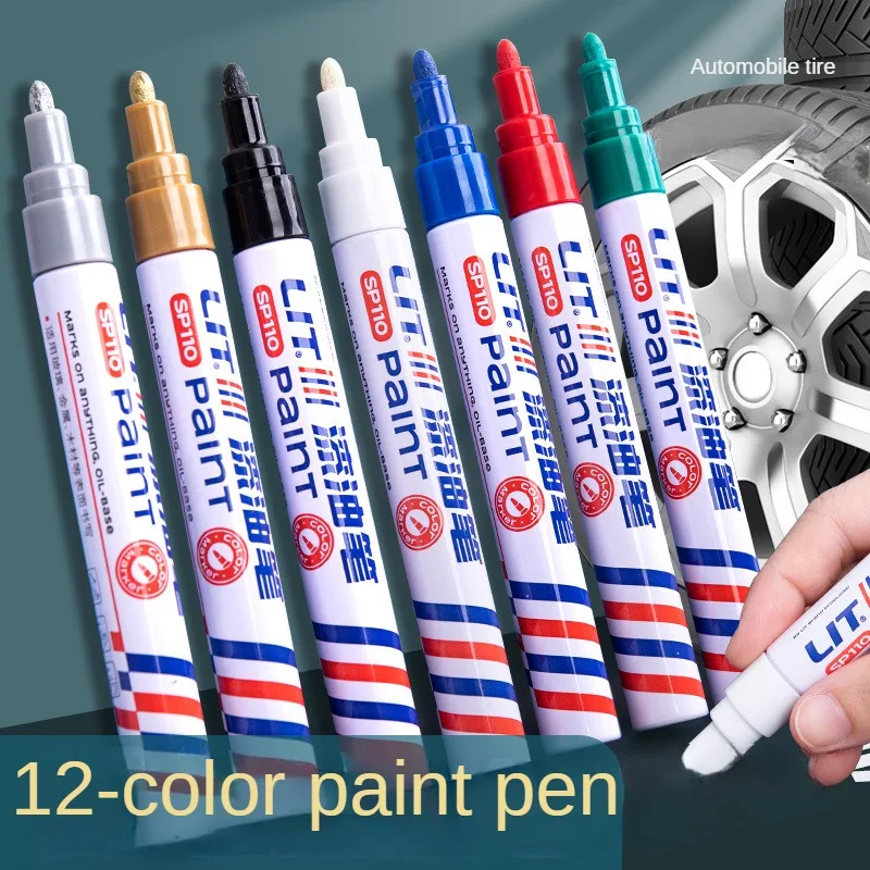 1 Pcs Colorful Permanent Paint Marker Waterproof White Markers Tire Tread Rubber Fabric Paint Metal 12 Colors Paint Marker Pens