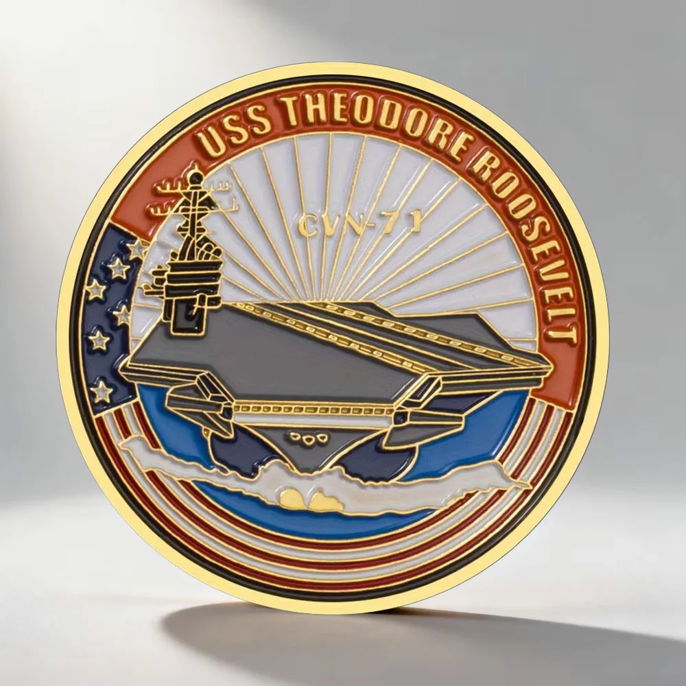 United States CVN-17 Aircraft Carrier Souvenir Coin Golden Plated Commemorative Coin Military Fans Collectible Gift
