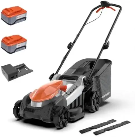 18 Inch Electric Lawn Mower Cordless, 2×20V 5.0Ah Battery Powered Mower | 3600 RPM Brushless Motor, 45W PD Fast