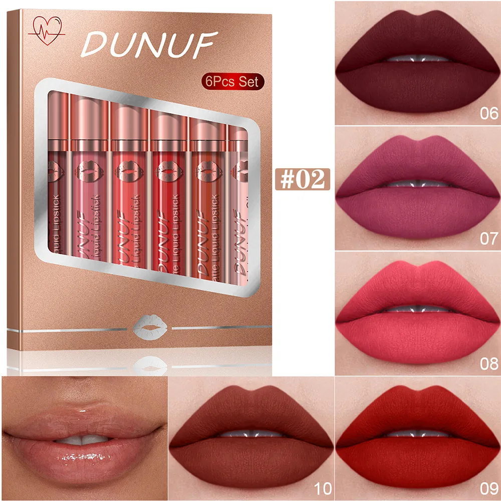 6 Colors Velvet Matte Lip Glaze Gift Set Waterproof Long Lasting Non-Stick Lipstick
