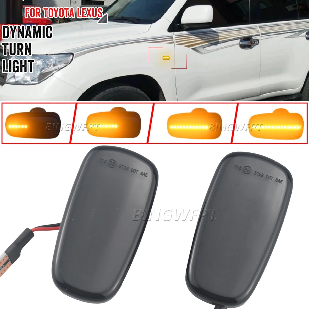 

2 шт. динамические светодиодные боковые габаритные огни (повторители поворотников) для Toyota Altezza, Wish, Land Cruiser 200, Prado 120, WiLL, Cypha, VS, Prius 2, RAV4