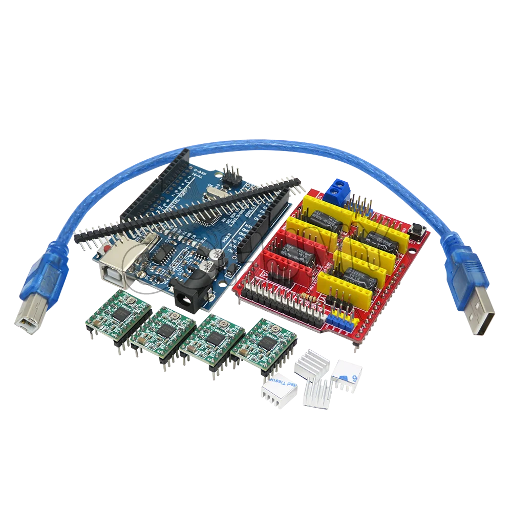 CNC Shield DRV8825 V3 V4 Engraving Machine 3D Printer/ A4988 Driver Expansion Board For Arduino + NANO 3.0 UNO R3 With USB Cable