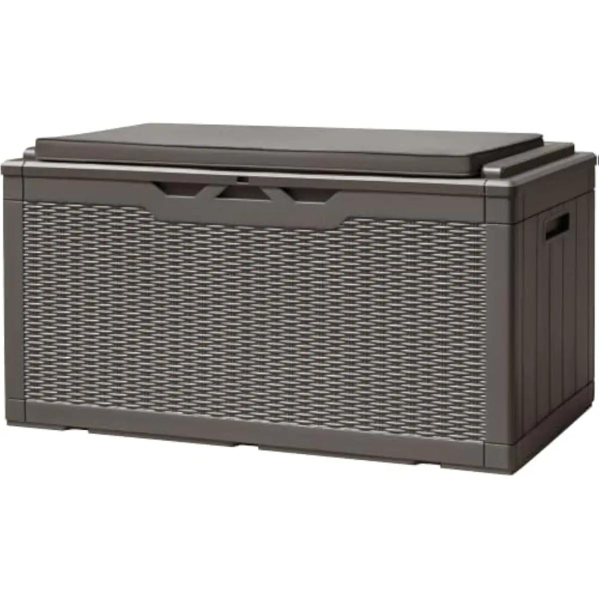 100 Gallon Resin Deck Box Storage Bench with Cushion, Waterproof Lockable Outdoor Patio Storage for Garden Tools Pool Supplies