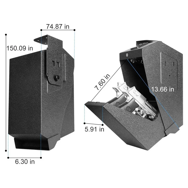 Biometric Gun Safe Box, Innovative Design for Private Firearms Security Wall Mounted, Home/Office Use Secure Storage Solution