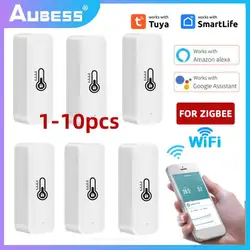 Tuya Inteligente ZigBee WiFi Sensor de Temperatura, Alimentado por Bateria, Umidade, Home Assistant, Funciona com Alexa, Amazon