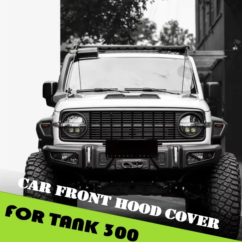 Car Front Face Large Hood Cover Fit for GWM Tank 300 Modified Darkest Kit Hood Cover Car Off-road Upgrade Accessories