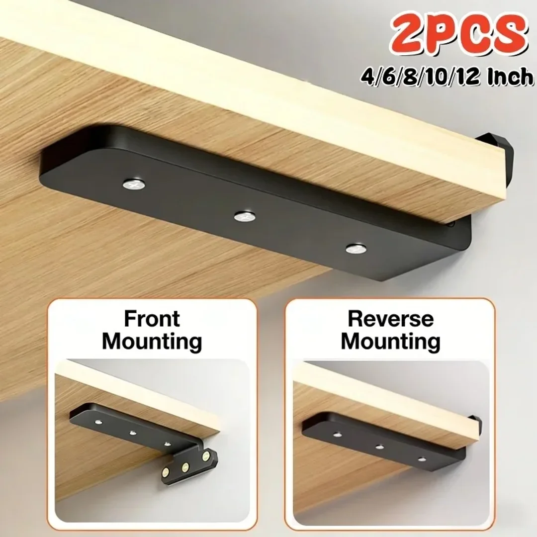 2PCS Heavy Duty Suspended Tripod Brackets,400kg Bearing,Floating Shelf Support Brackets,Hidden Wall Fixed Partition Storage Rack