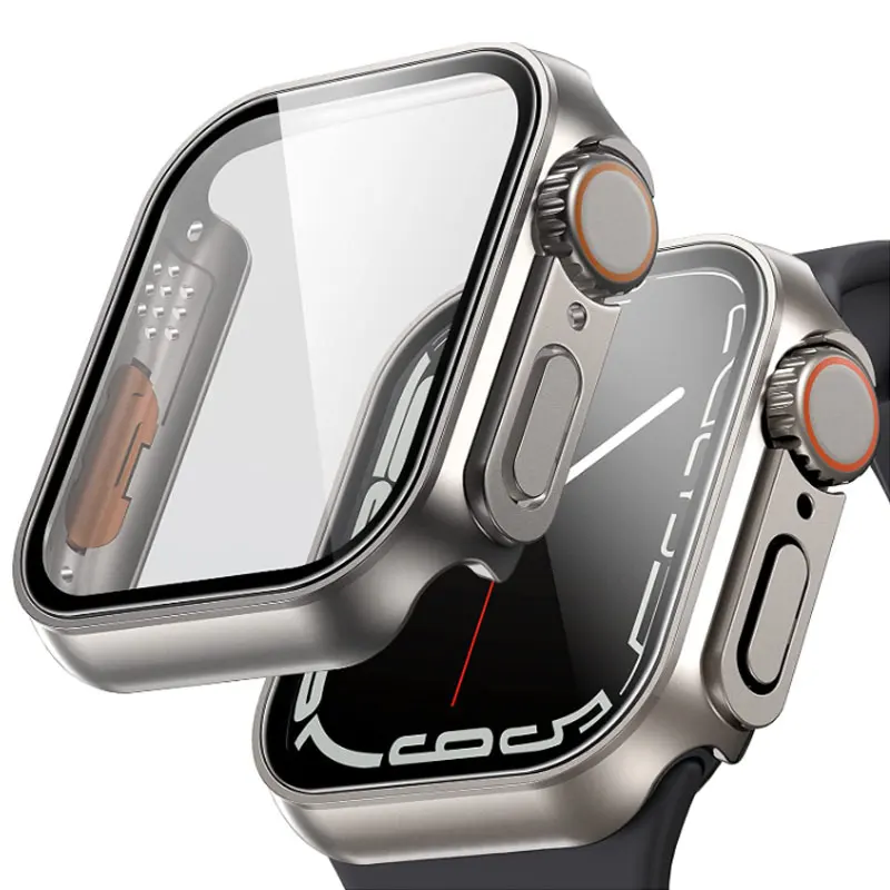 زجاج + حافظة لساعة أبل 44 مللي متر 45 مللي متر 41 مللي متر 40 مللي متر 42 مللي متر 46 مللي متر واقي للشاشة غطاء تغيير المصد الترا iWatch Series10 9 8 7 SE 6 5