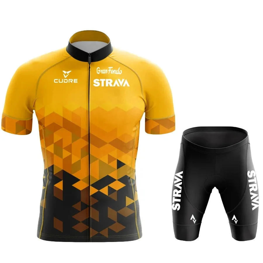 2024 Jersey Set Strava Zomer Korte Mouw Ademend Heren Mountainbike Jersey Set