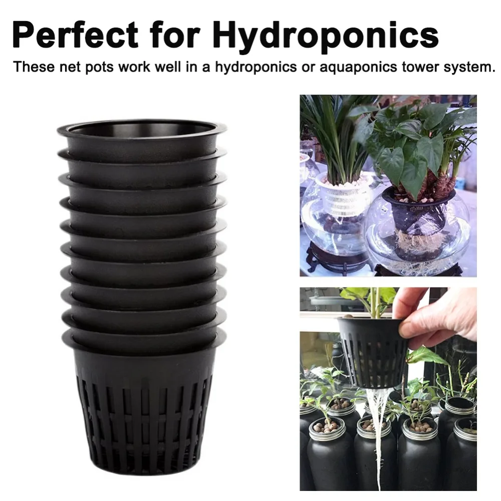 10pcs Hydroponic Basket Garden Vegetable Soilless Grow Net Pot Aeroponics Plastic Planting Mesh Pots