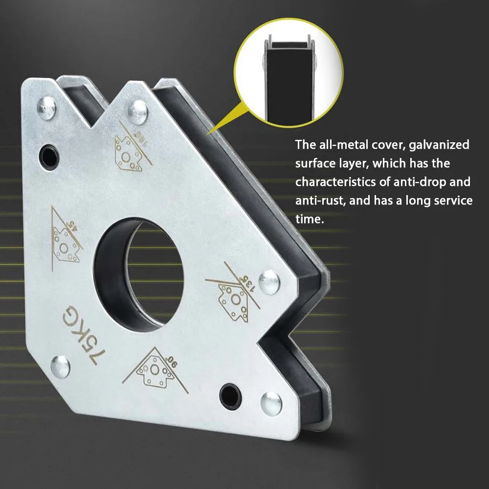 Ferramentas auxiliares de soldagem elétrica, Posicionamento magnético, Ângulo oblíquo direito para tubos, 45 °, 90 °, 135 °, 180 °, 50kg