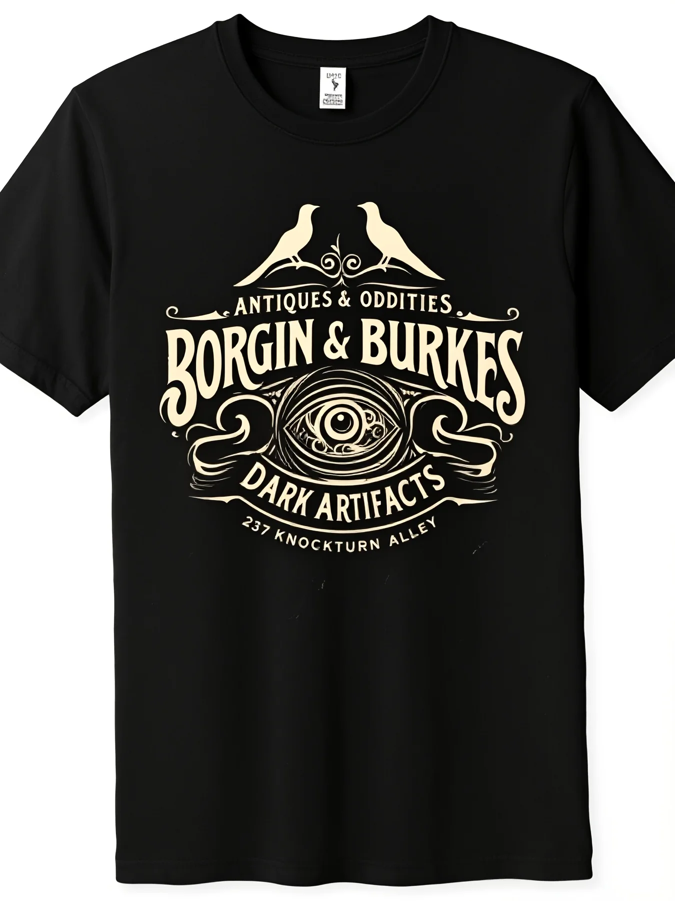 Borgin and Burkes Unique Magic Craft Men's Black Patterned T-shirt Made of 4 Lightweight and Comfortable Fabrics, Suitable for All Seasons, Including Outdoor Sports,