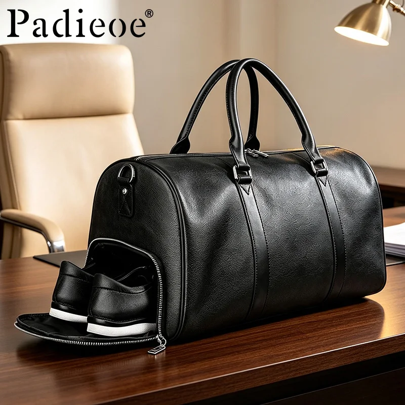 Top Layer Cowhide Travel Bag - Stylish Genuine Leather Business Luggage Bag - Men's and Women's Lightweight Travel Bag - Busines