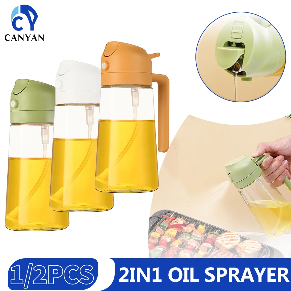 

2in1 Plastic Spray Oil Sprayer Bottle Spray Oil Dispenser Oil Jar Reusable Cruet BBQ Kitchen Baking Roasting Picnic Kitchen Tool