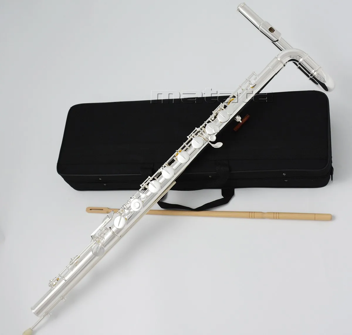 high quality Vertically Playing Bass Flute C Key Silver Plated Italian Pad With Case
