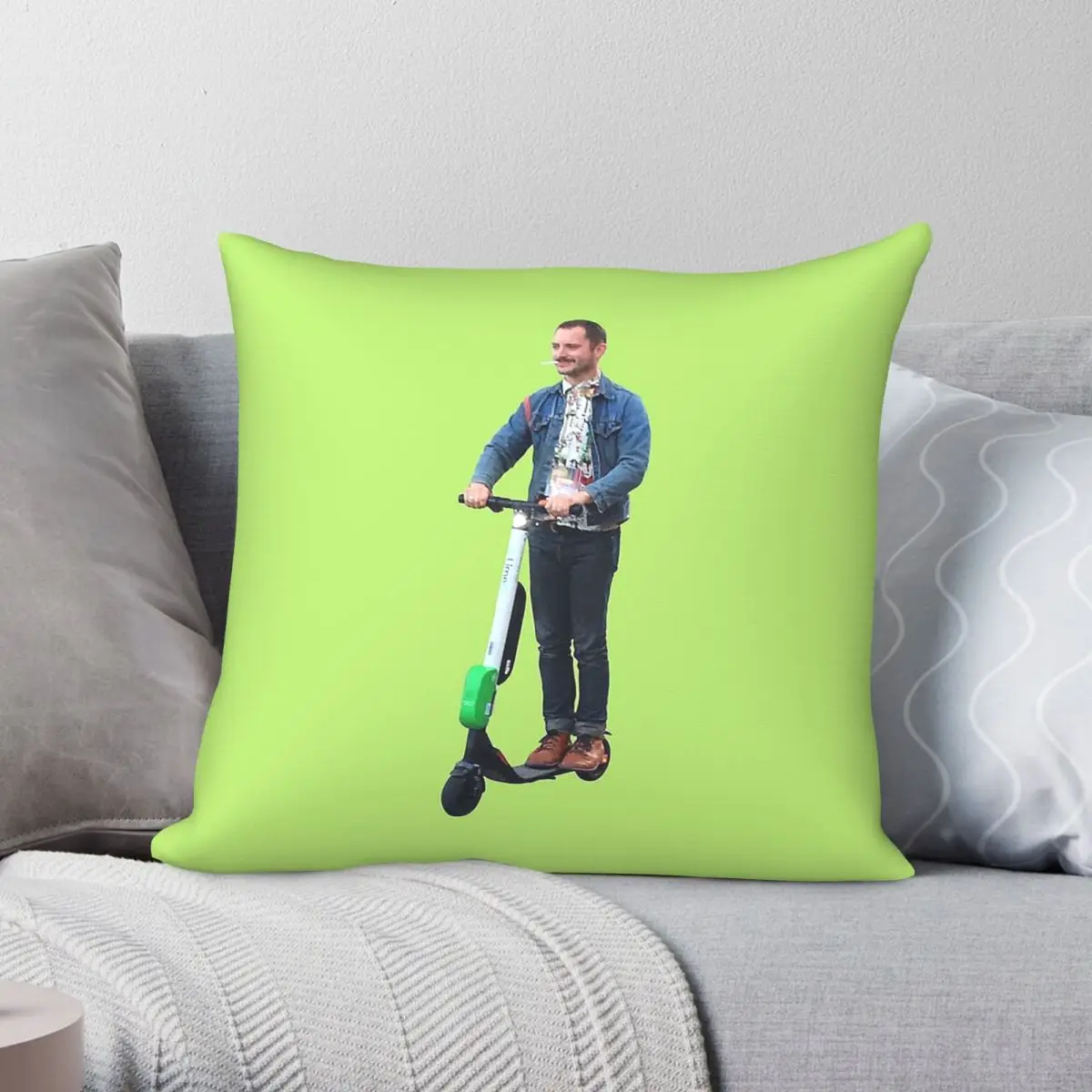 Elijah Wood On Scooter Square Pillowcase Polyester Linen Velvet Printed Zip Decor Pillow Case Sofa Cushion Cover 45x45