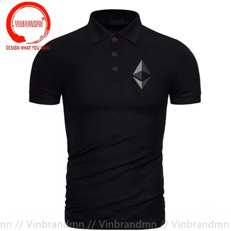 Trend New Bitcoin ETHEREUM logo Polo Shirts Men Brand ETHEREUM Polo Shirt man Staff Ether Leisure Business Eth Crypto Coin Shirt