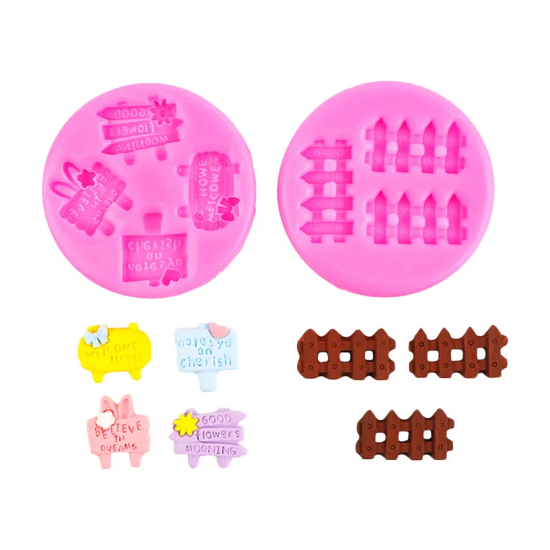 

Bow Love Flower Decoration Street Sign Fence Fence Cake Decoration Ornament Silicone Mold B229