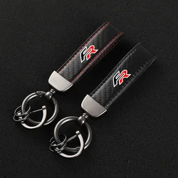 Leather car keychain Horseshoe Buckle Jewelry for Seat FR leon mk3 mk2 5f lbiza with logo car accessories