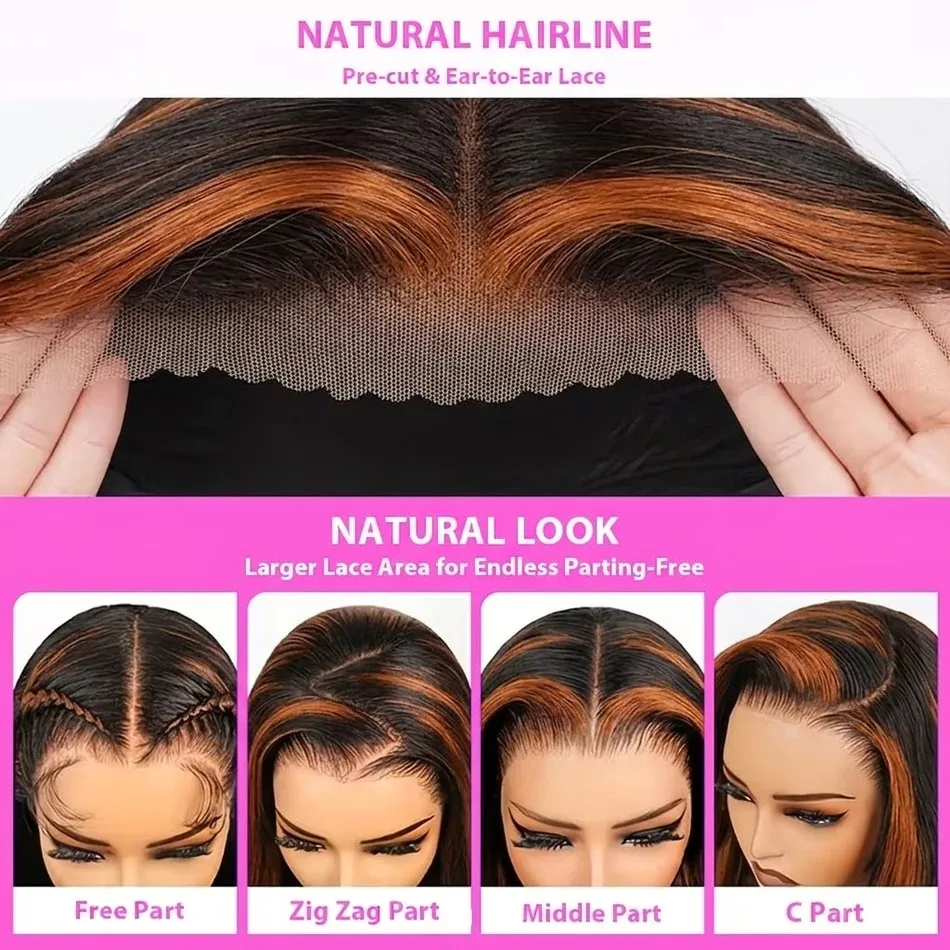 250% 13X6 HD Lace Brazilian 32 Inch Ombre Highlight 13x4 Lace Front Wig Human Hair 1B/4 Black Brown Body Wave Wigs For Women 4X4 5X5 Glueless Wig Human Hair view 4