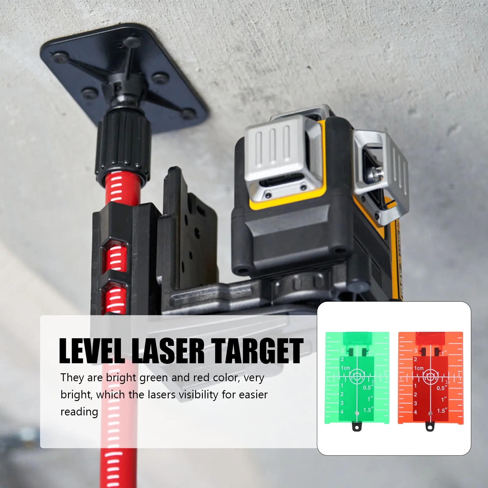 

2Pcs Laser Target Plate for Green Red Level Magnetic Floor Plate Sharp Visibility Stand for Laser Level Meter Infrared