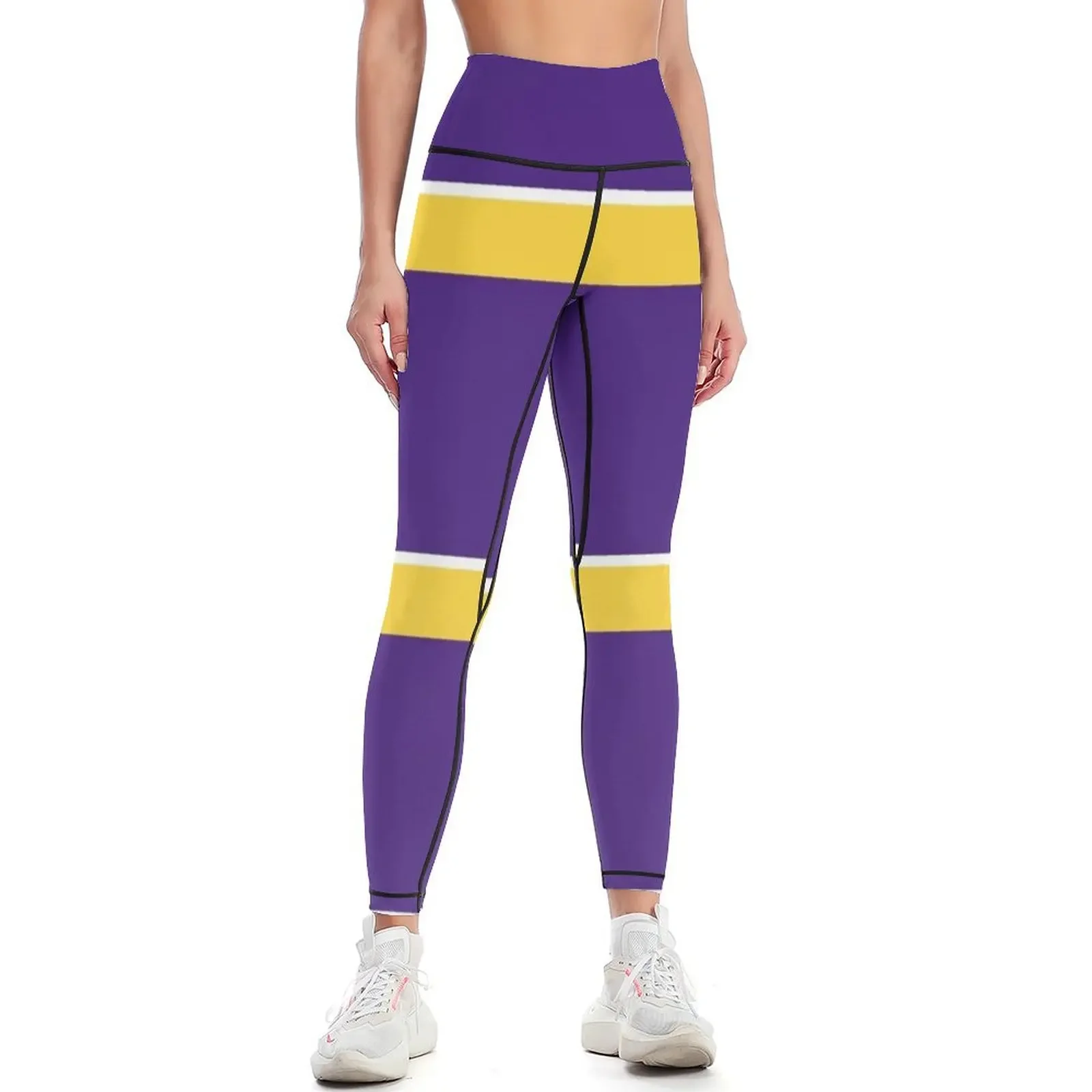 

Purple Yellow and White Banded Leggings push up fitness harem pants Women's trousers gym wear Womens Leggings