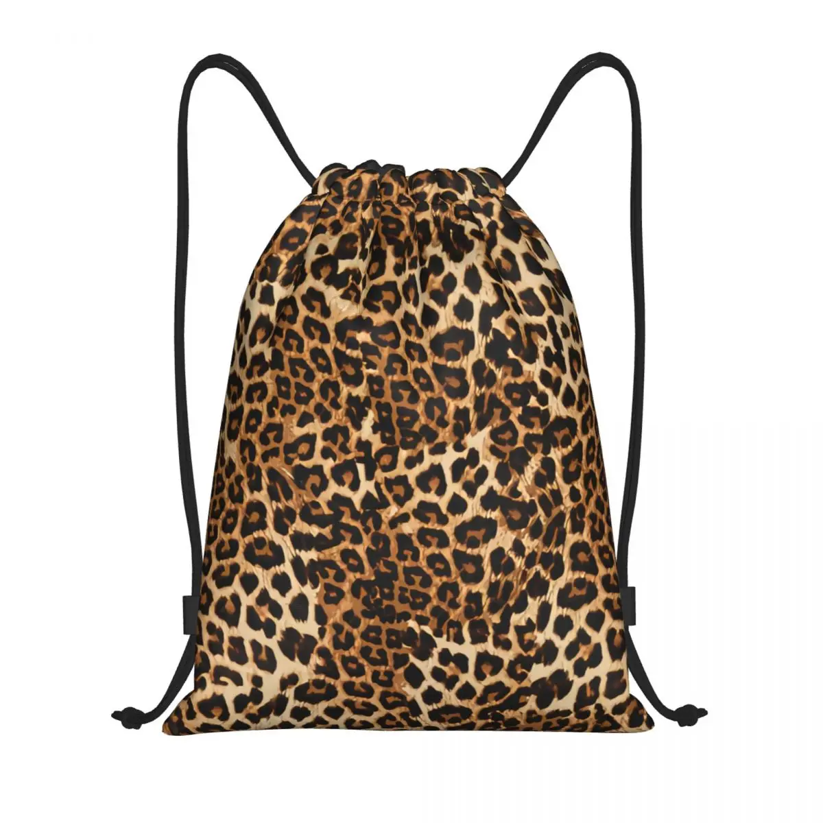 

Custom Leopard Cheetah Skin Print Drawstring Backpack Women Men Gym Sport Sackpack Foldable Animal Skin Training Bag Sack