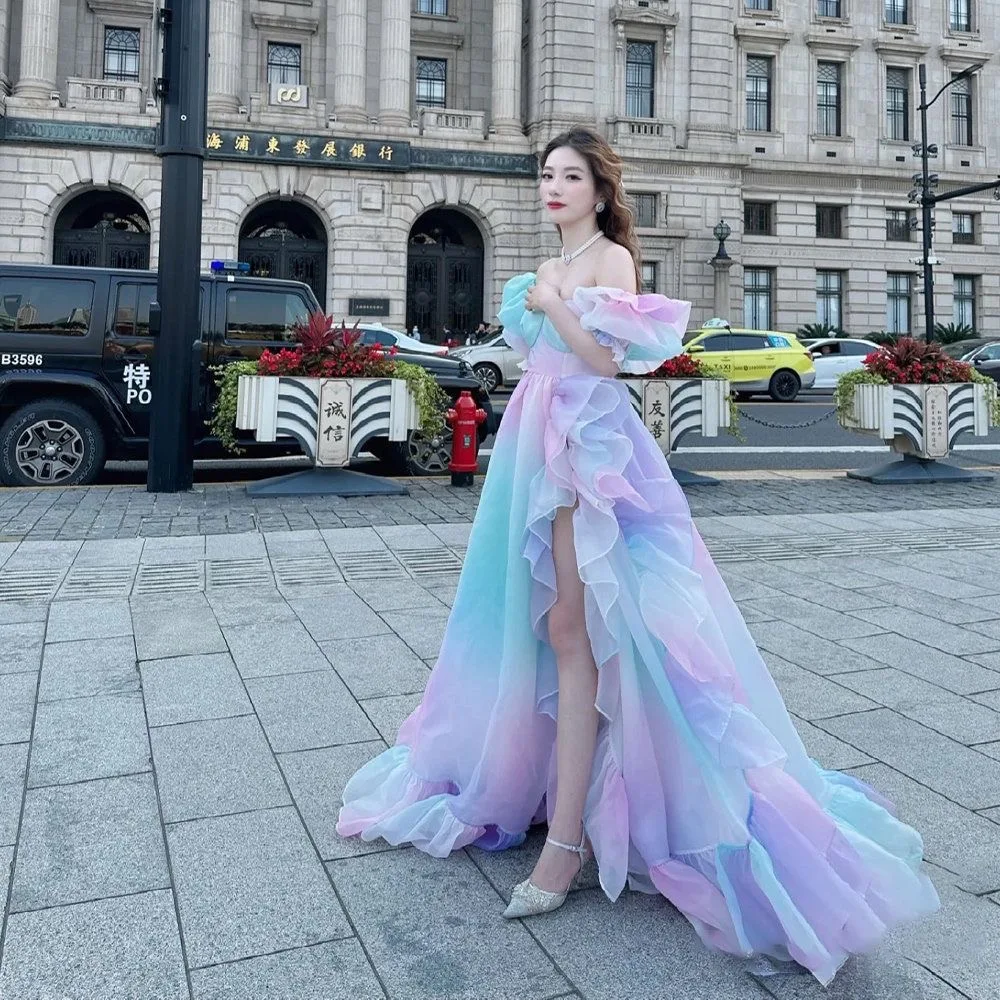 Forest style colorful rose light wedding dress skirt