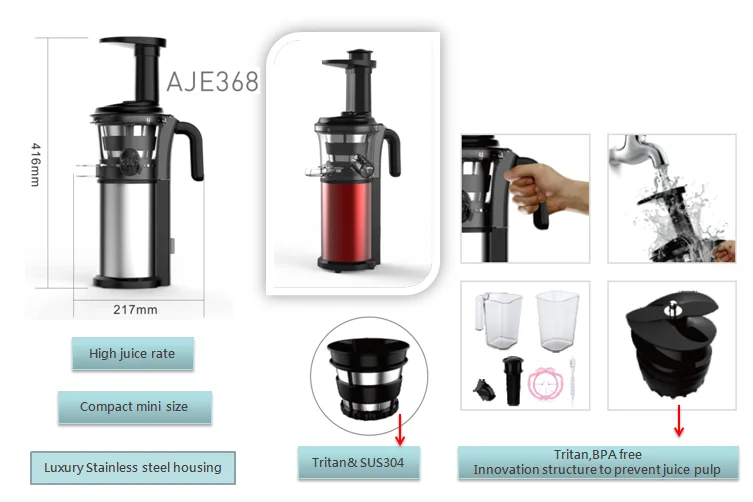 스테인레스 스틸 콜드 프레스 슬로우 스크류, 홈 과일 착즙기, 산화 감소, OEM 경쟁사에 대한 높은 시장 비율