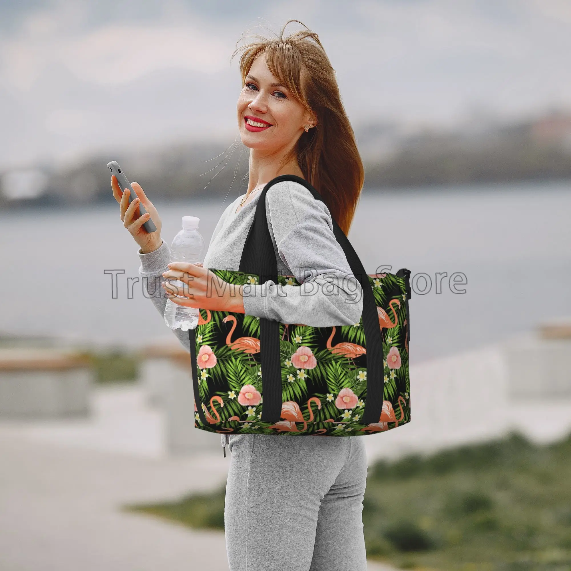 Flamingo Reisetaschen für Frauen Mädchen Trainings gepäck tasche Weekender Nacht taschen tragbare wasserdichte lässige Einkaufstasche