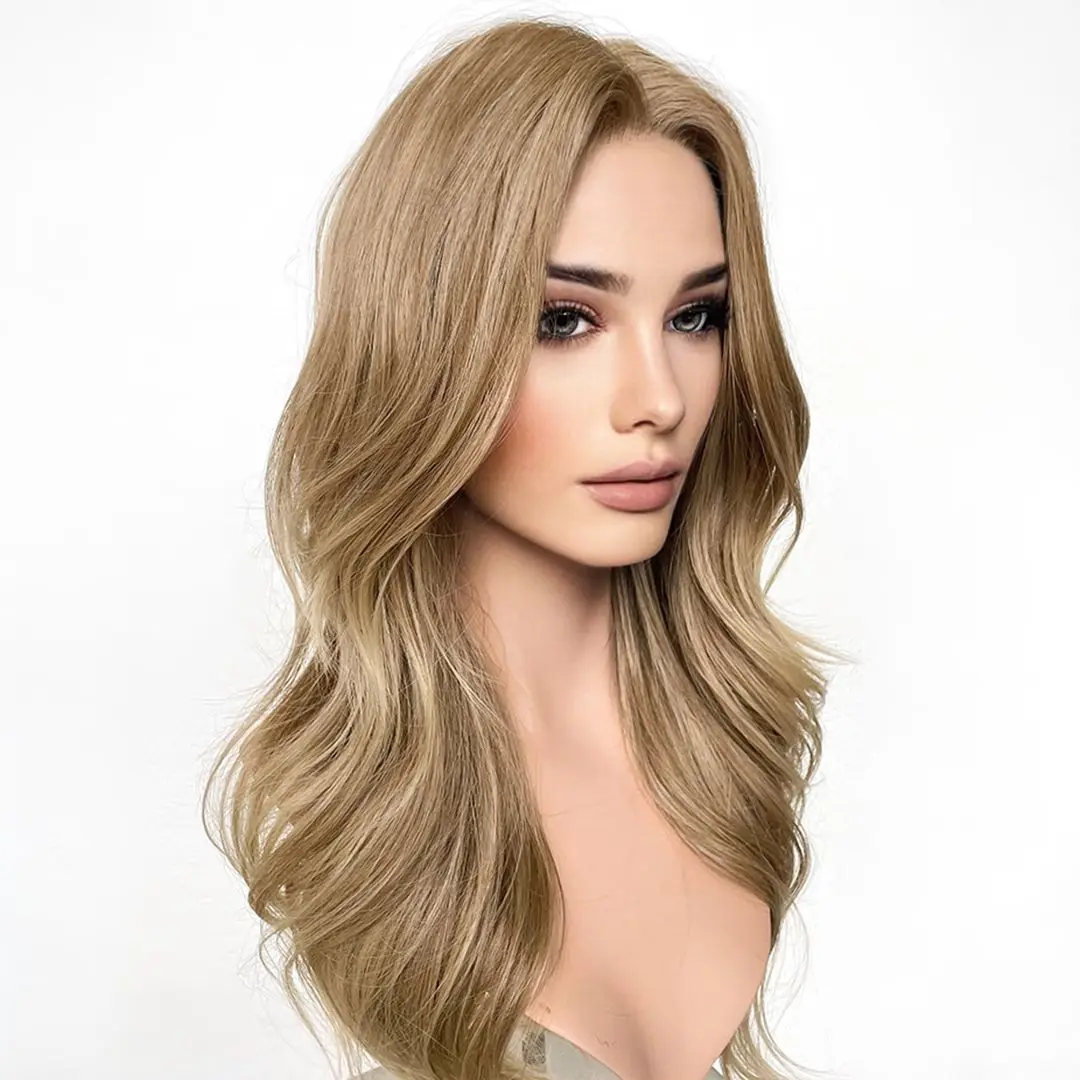 Cheap Ash Blonde Wavy Synthetic Lace Front Wigs for White Women Glueless Transparent Lace Wigs Long Natural Wigs Easy Wear